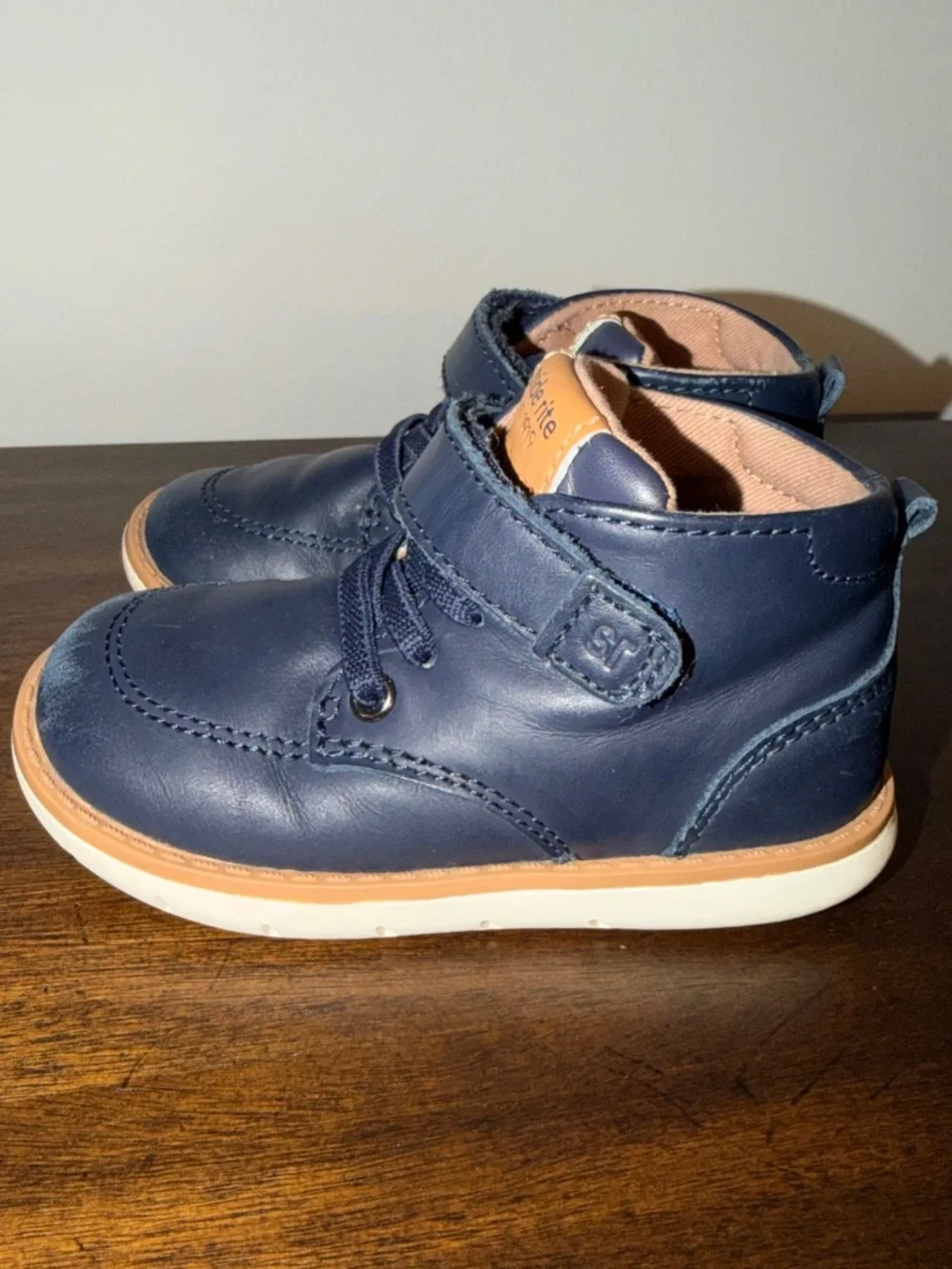 Stride Rite Kids SRT QUINN Leather Boots Boys Size 5.5 W Blue Ankle